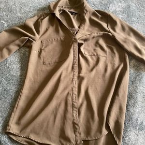 Green silky button up